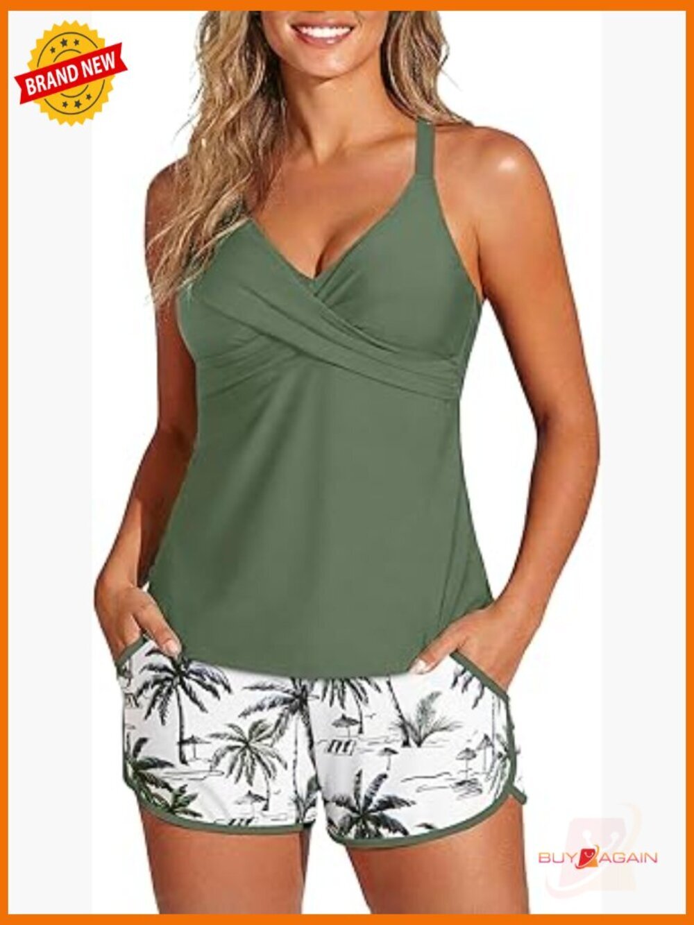 Women's Tankini Set with Board Shorts Tummy Control Two Piece Swimwear